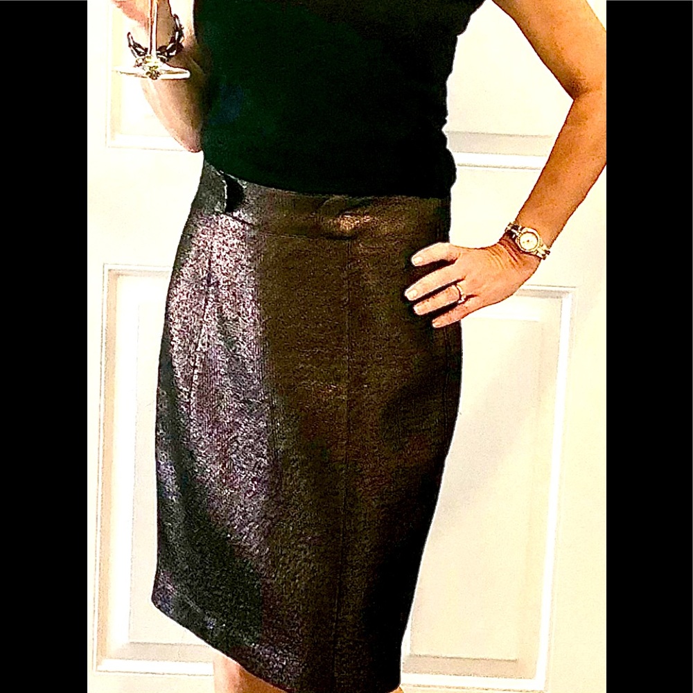 Trina Turk Metallic Pencil Skirt